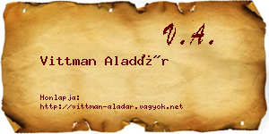 Vittman Aladár névjegykártya
